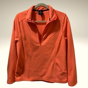 Lands End Orange Long Sleeve Zip Neck Fleece